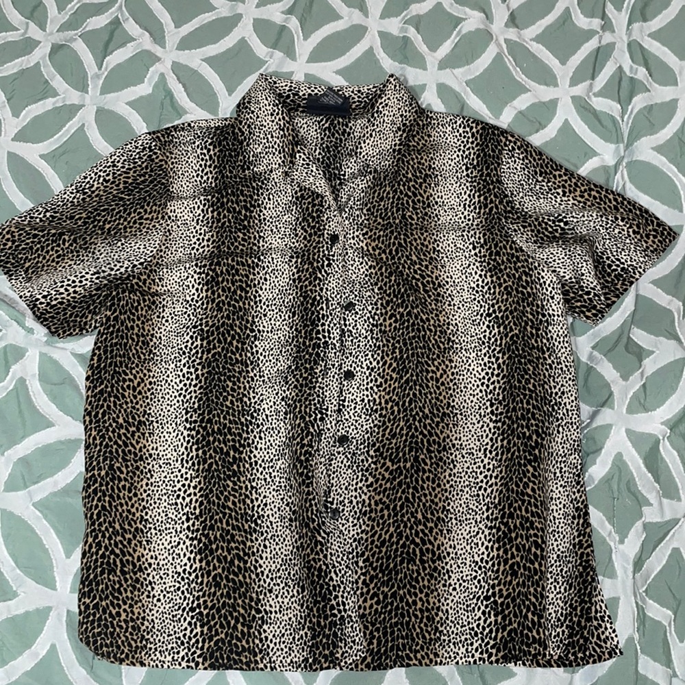 Leopard print button down